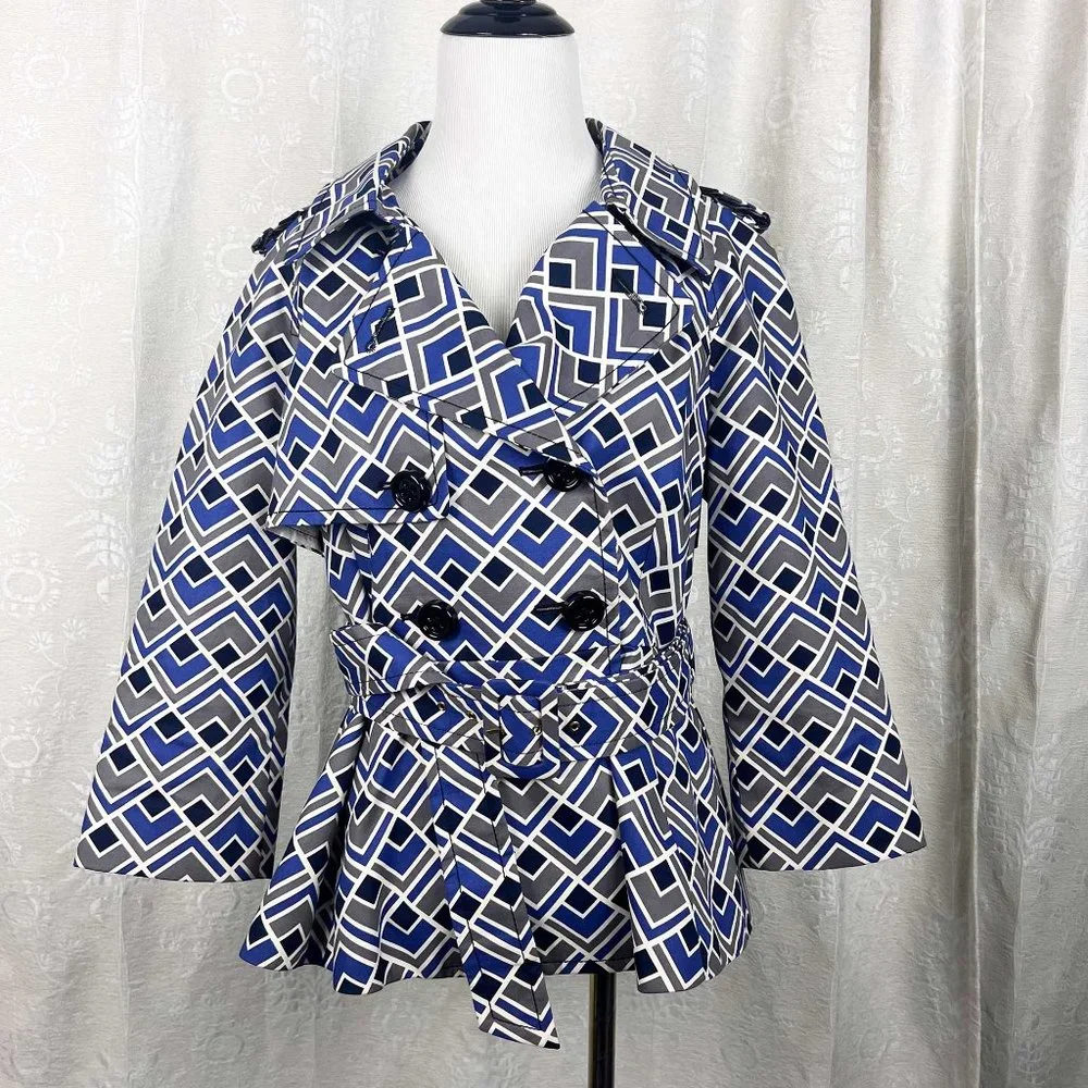 Kate Spade New York Lettie printed cotton short trench coat